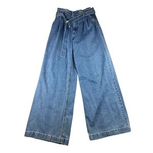 Love Revival Jeans Women 9 Blue Wide Leg‎ Paperbag High Waisted Cotton Belted